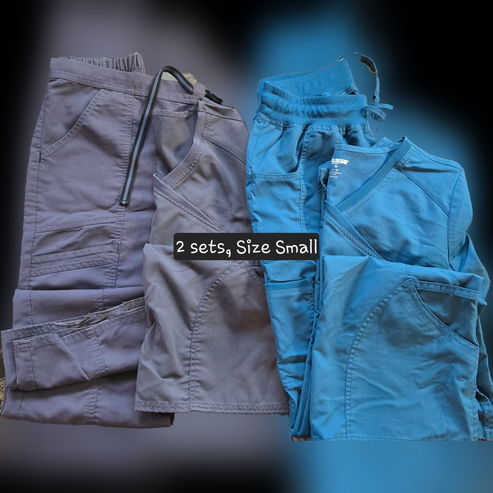 Scrubstar Blue and Gray Scrubs with Elastic Waist